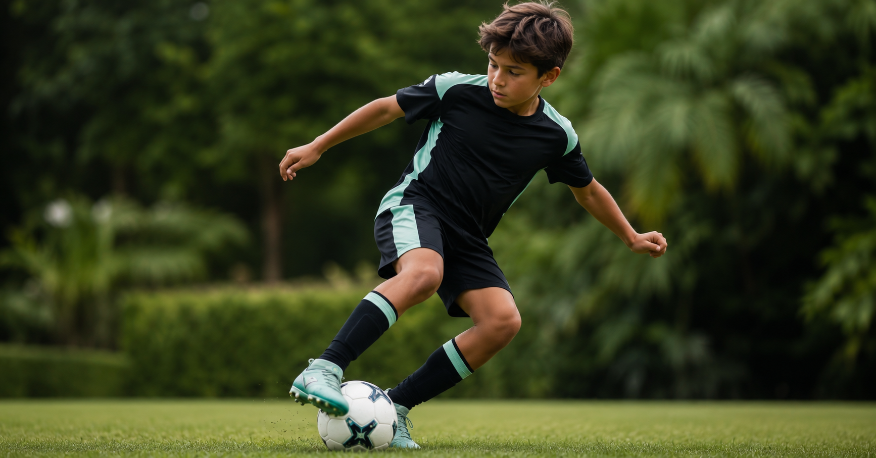 Jugador joven ejecutando control orientado en fútbol