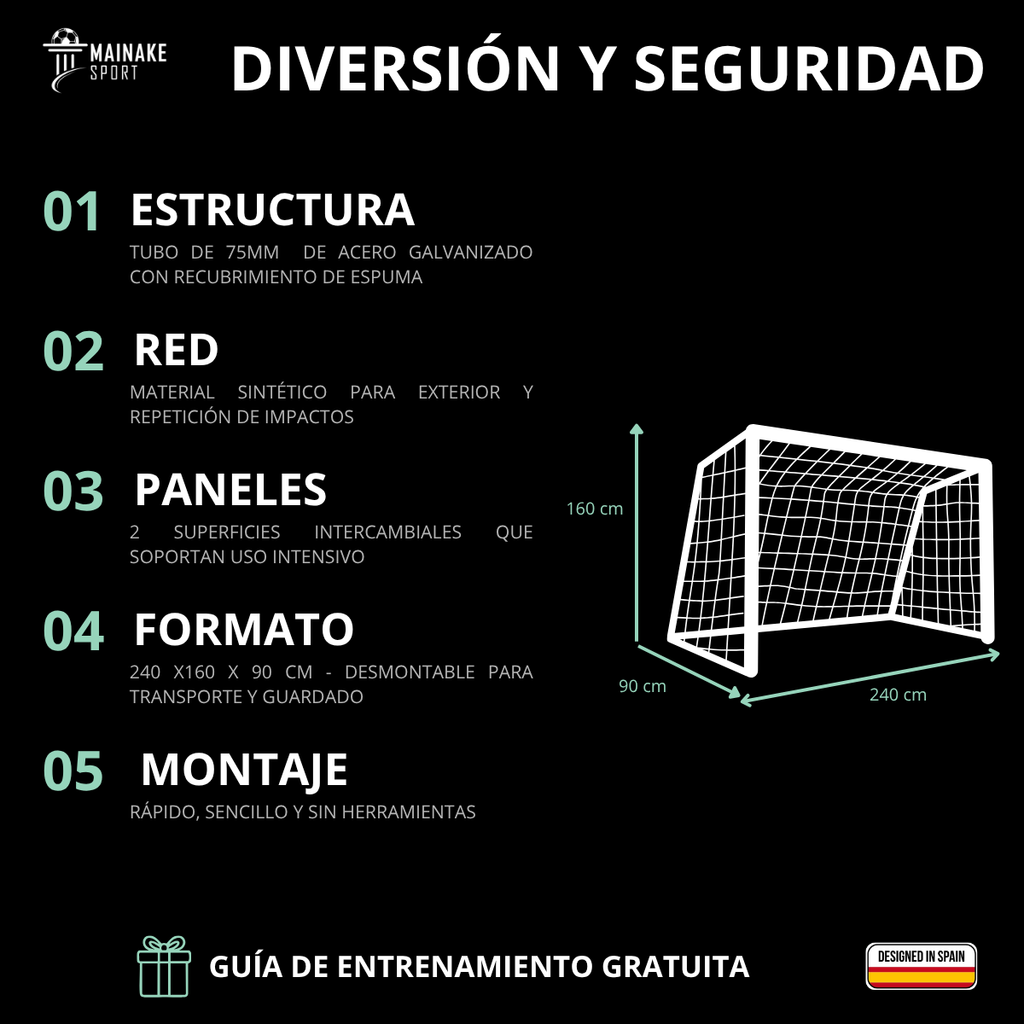 Mainake Hércules - Portería de fútbol con paneles intercambiables