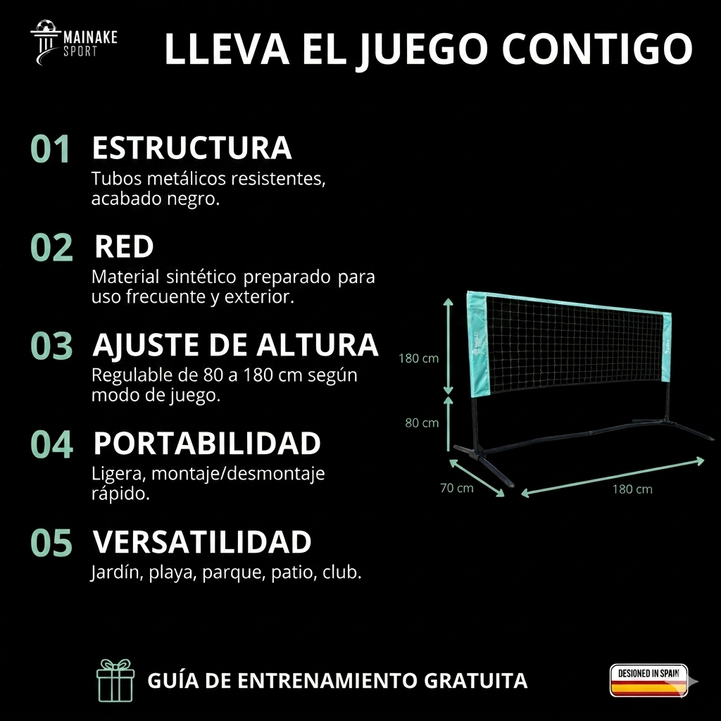 Mainake Euribia | Red de Fútbol Tenis y Multideporte 4 en 1 Portátil