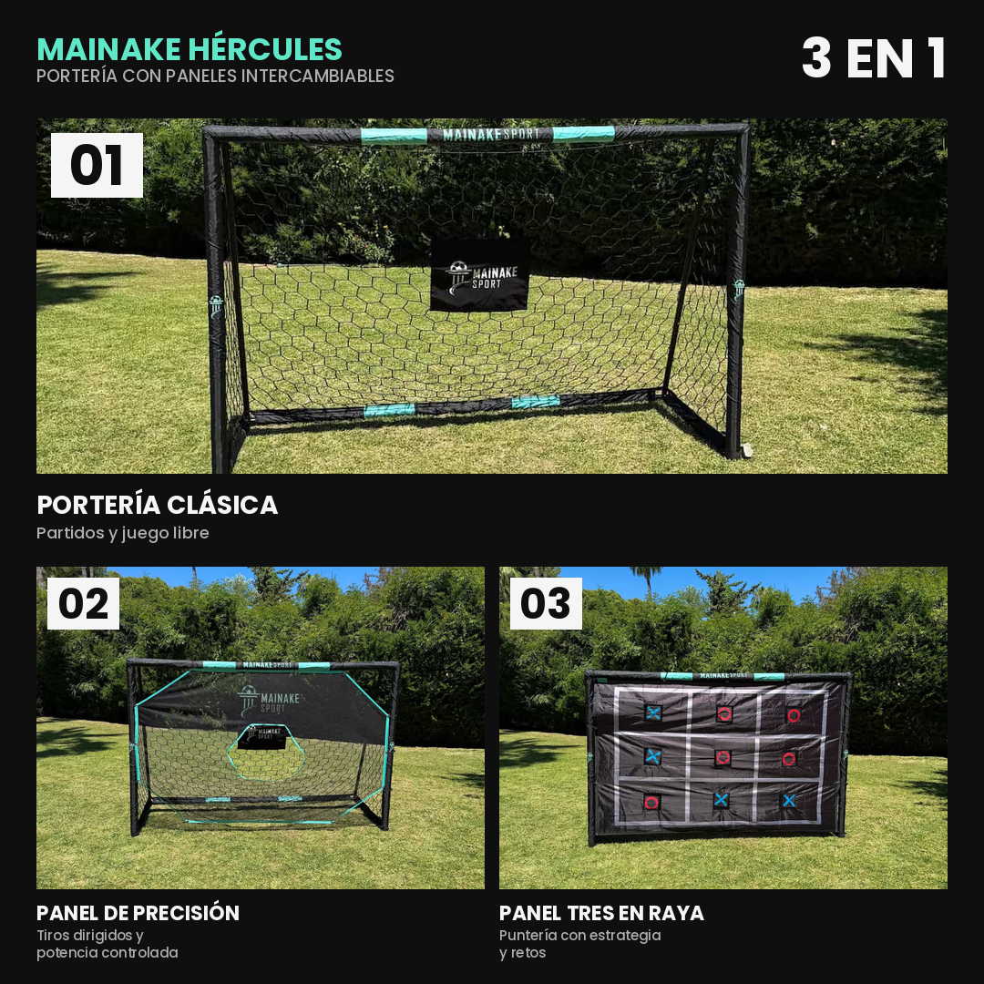 Mainake Hércules - Portería de fútbol con paneles intercambiables